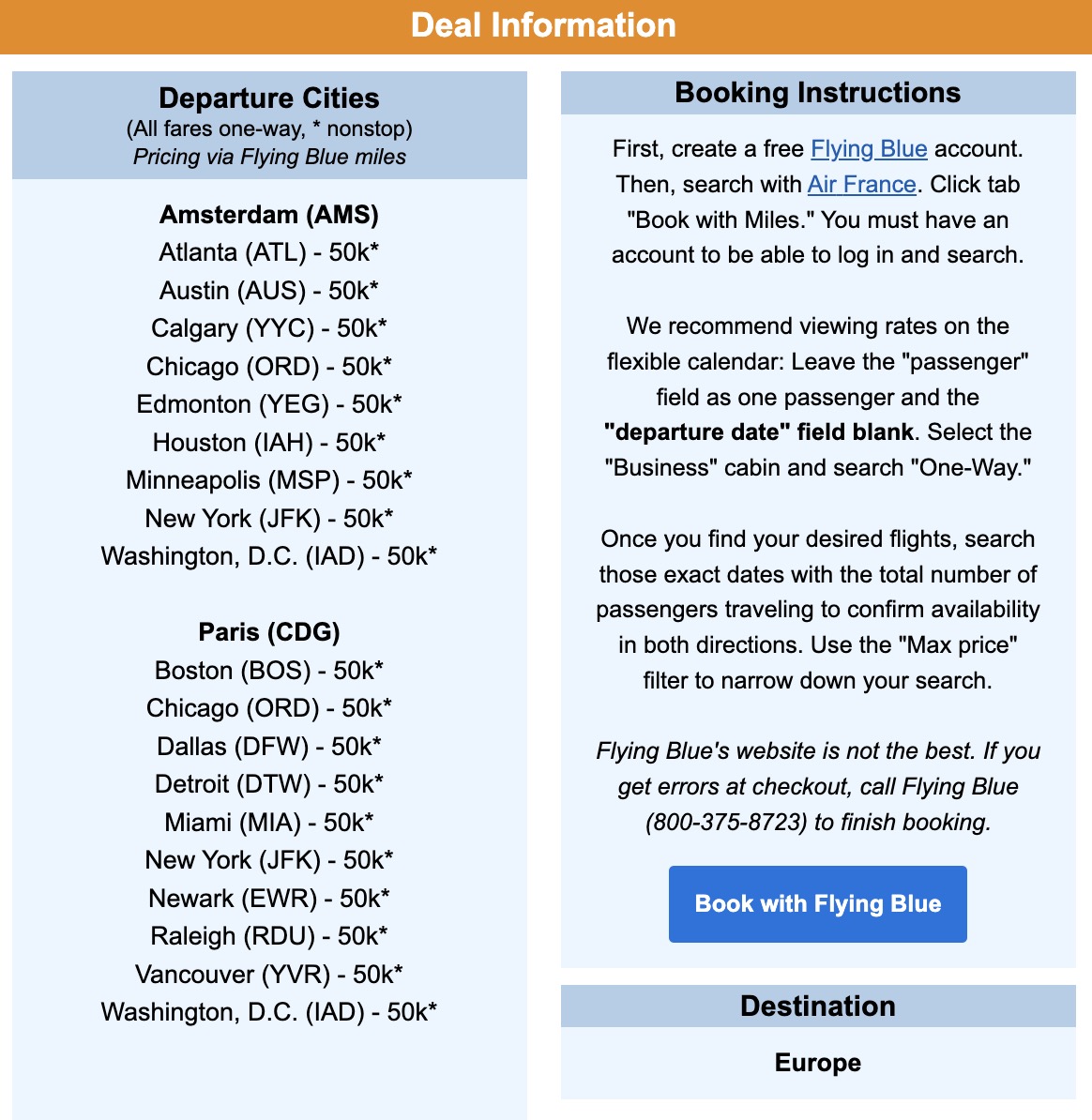 Flying Blue business class